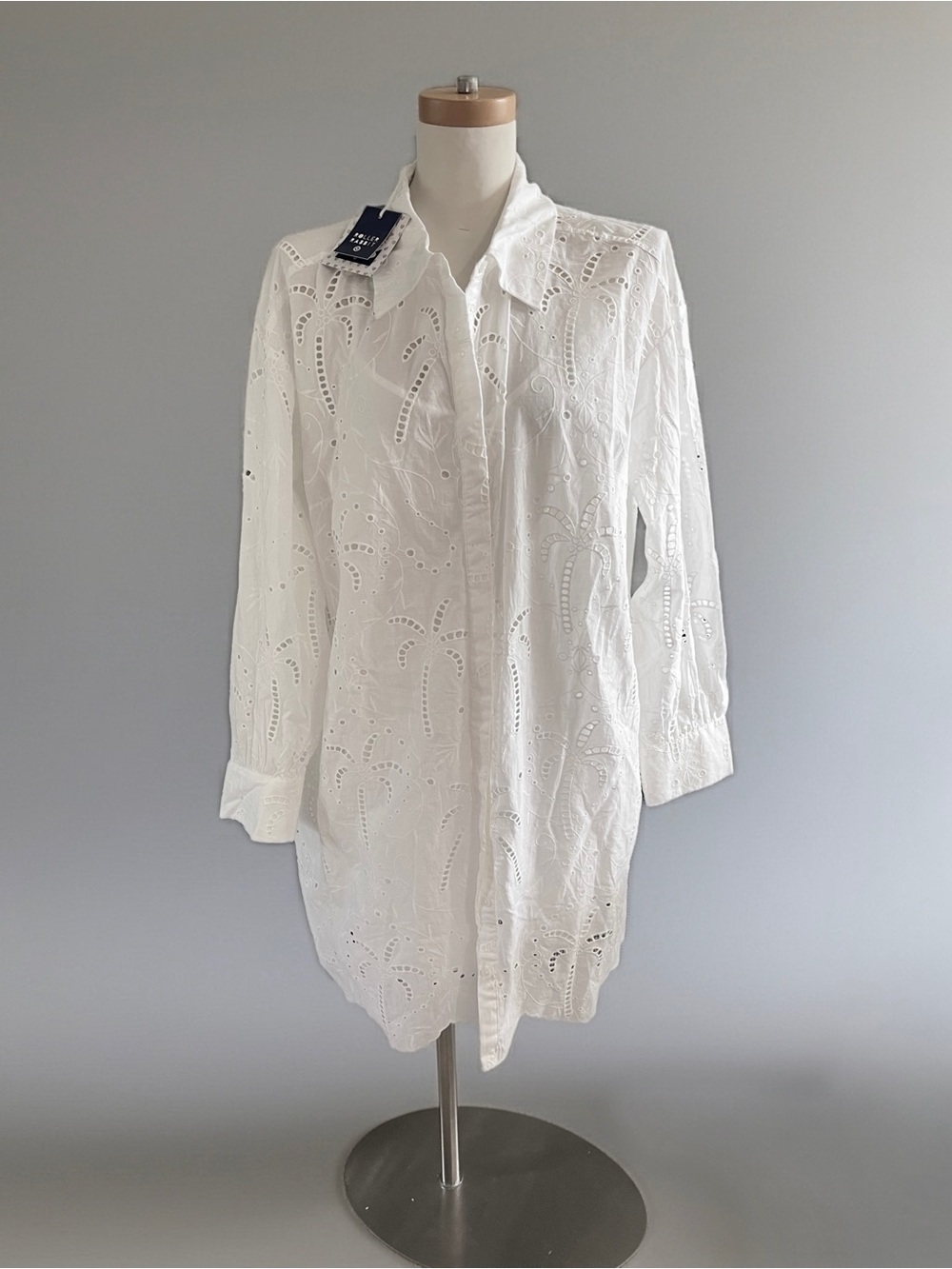 NWT Roller Rabbit White Eyelet Longline - Tropical Palm Tree eyelet Shirt- Dress